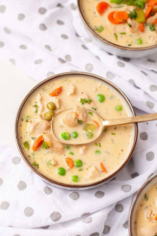 CHICKEN POT PIE SOUP – LOW CARB, GLUTEN FREE