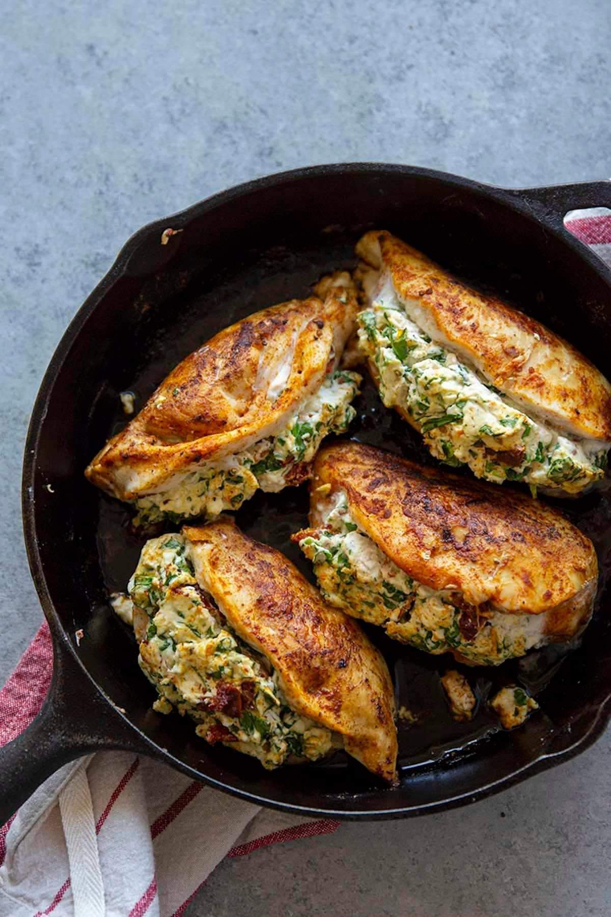 Cheesy spinach stuffed chiken breast