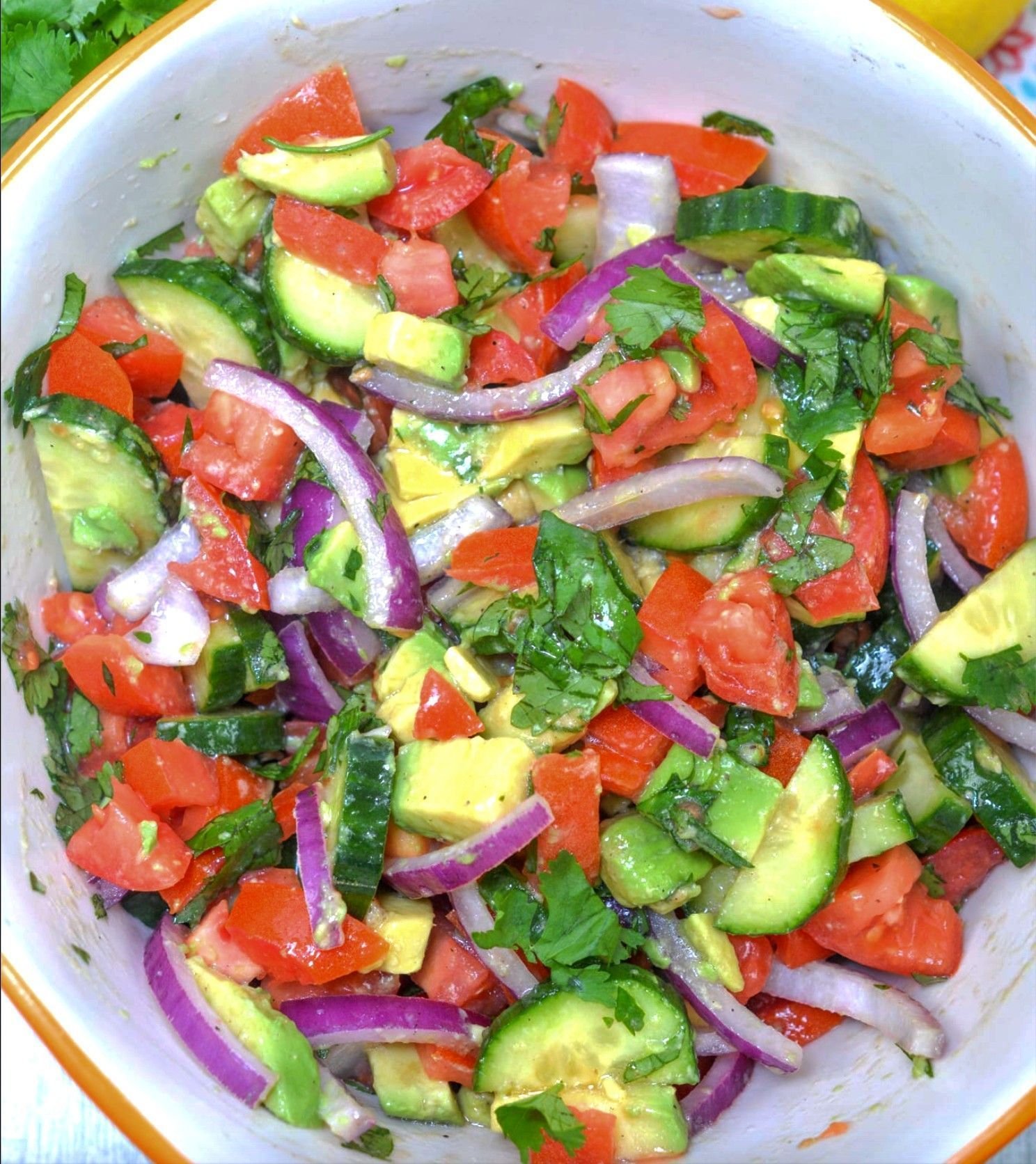 Tomato Cucumber Avocado Salad Recipe Plant Based And Veganism