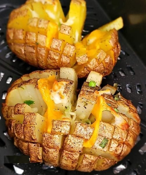 Air Fryer Blooming Baked Potatoes