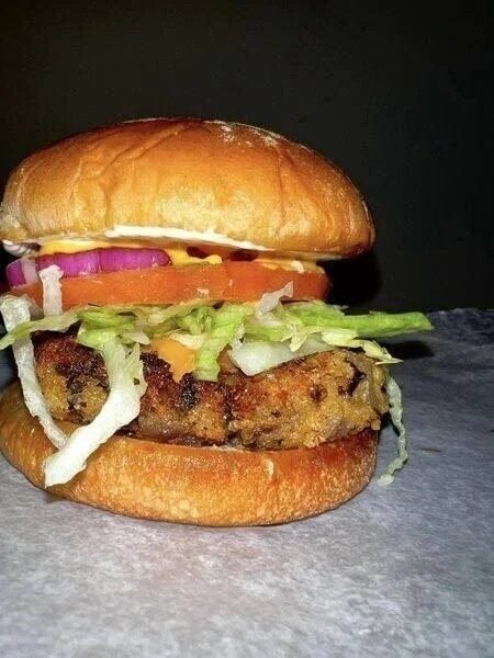Vegan Chickpea and Mushroom burger. recipe