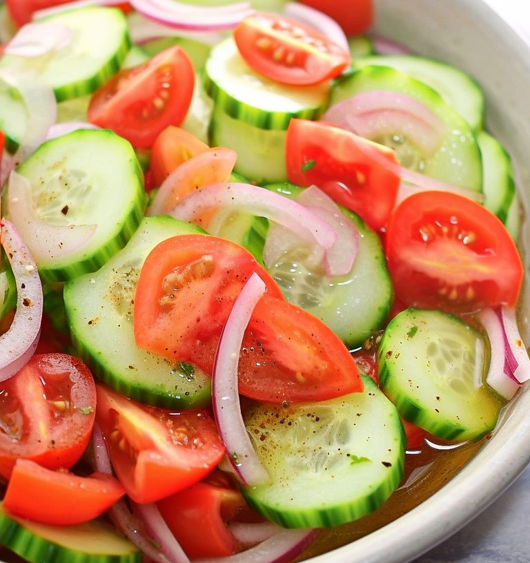 Marinated Cucumbers, Onions and Tomatoes