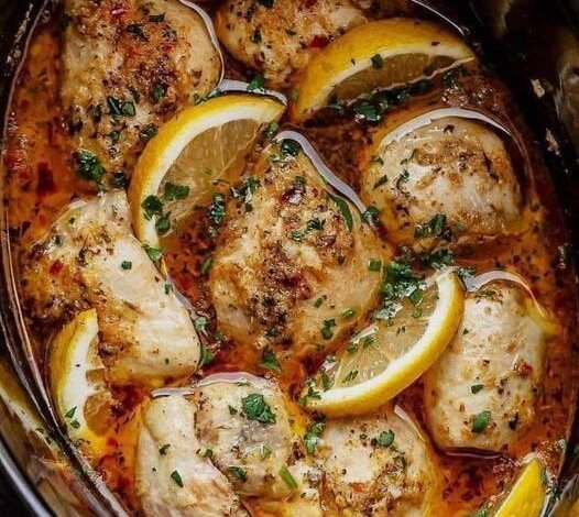 Keto Crockpot Lemon Garlic Butter Chicken Recipe:
