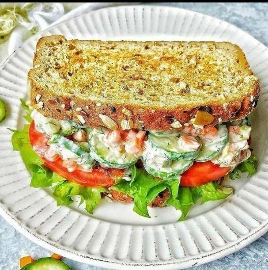 Vegan Creamy Cucumber Salad Sandwich: