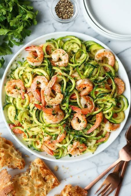 Lemon Garlic Butter Shrimp with Zucchini Noodles