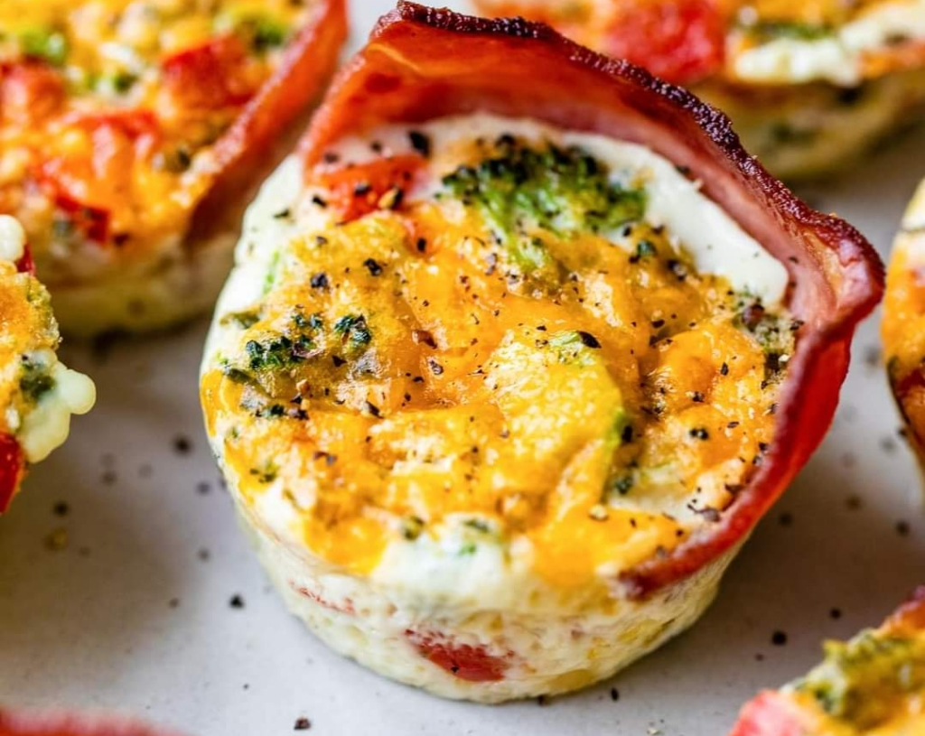 High Protein Egg White Muffins with Turkey Bacon