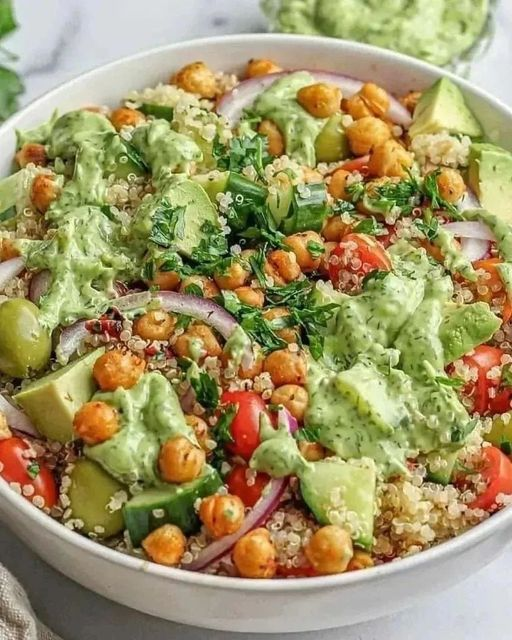 Quinoa Salad with Avocado Dill Dressing