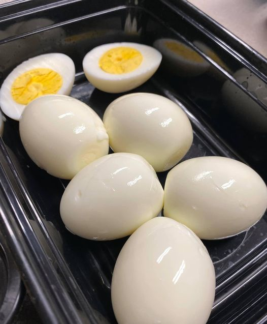 low point perfectly peeled hard boiled egg