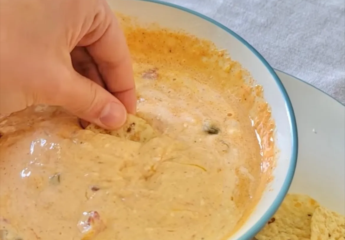 Cottage Cheese Queso with tostitos