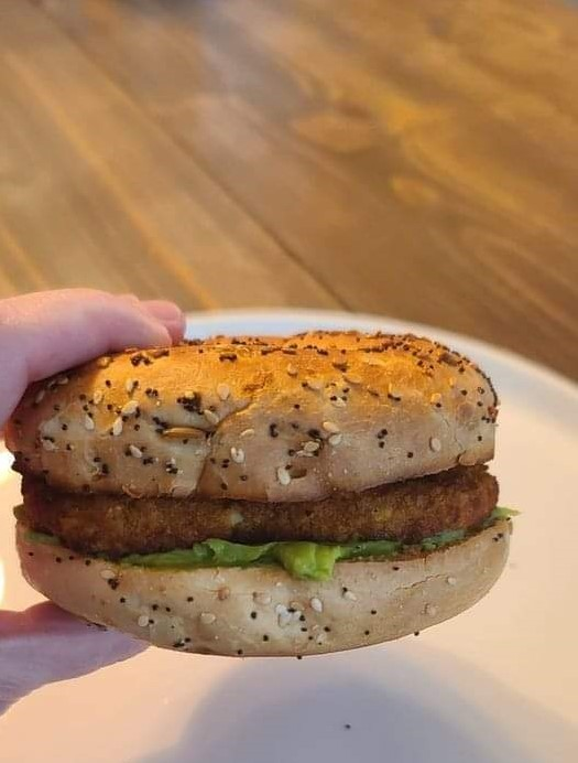 VEGAN Avocado Hash-Brown Bagel Sandwich