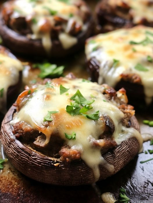 Keto Philly Cheesesteak Stuffed Portobello