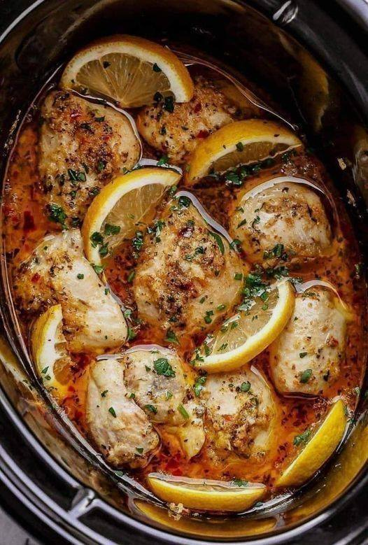 Crock Pot Lemon Garlic Butter Chicken Thighs