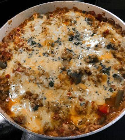 keto ground beef and peppers skillet: