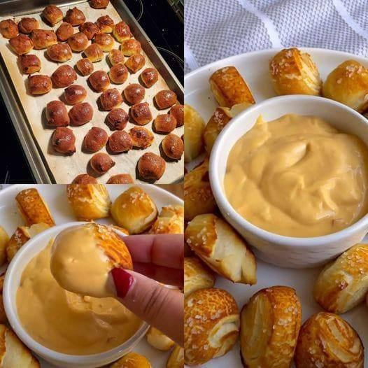 Keto Pretzel Bites with Cheese SauceI